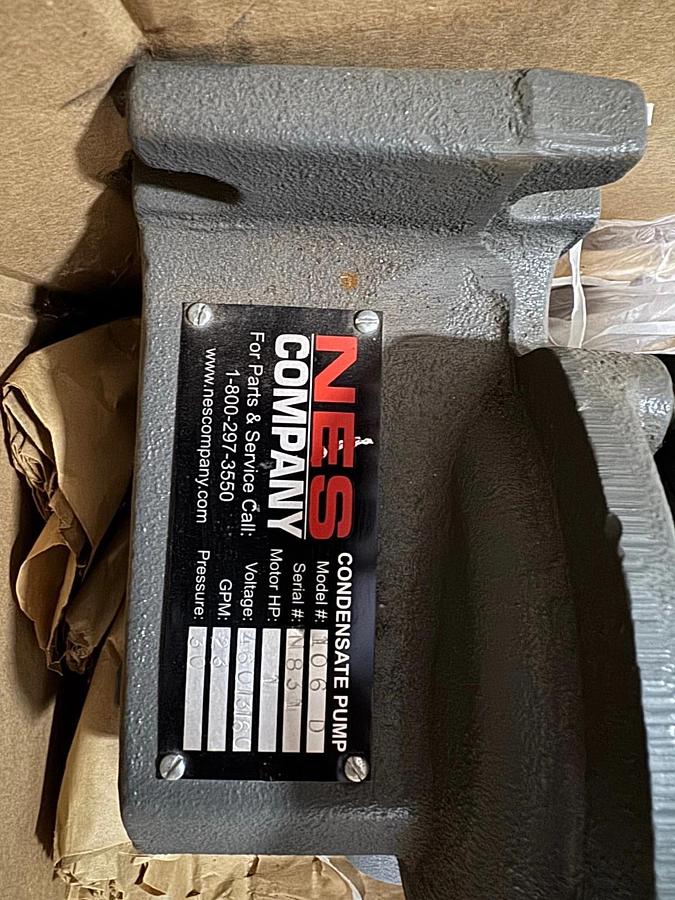 NES Company CENTRIFUGAL CONDENSATE PUMP VA17A B E MODEL 106D SER N831