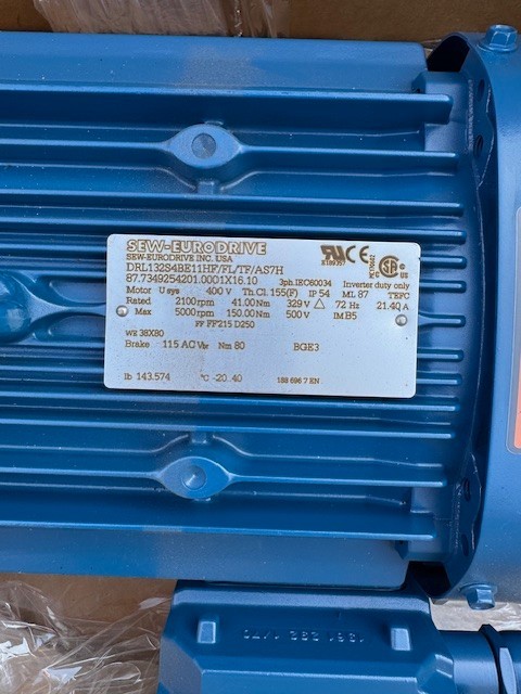 SEW-EURODRIVE MOTOR WITH BRAKE WA18 MOD DRL132S4BE11HF/FL/TF/AS7H