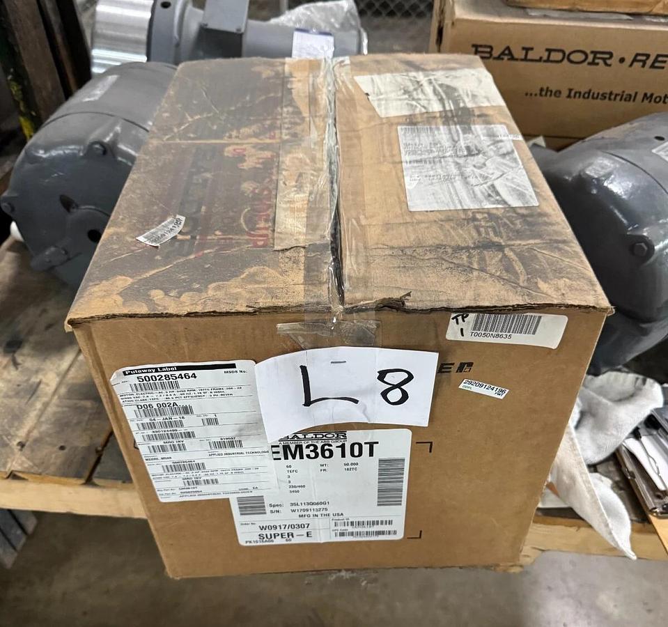BALDOR MOTOR I2 3 HP M3704T 1150 RPM 208-230/460 V 9.8-10/5.1 AMP 3 PH FR 213T