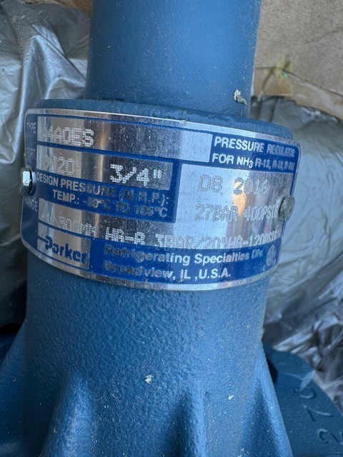 PARKER OUTLET PRESSURE REGULATOR A4AOSE  (3/4”) XC4 AMMONIA R12 R22 R502 & OTHER
