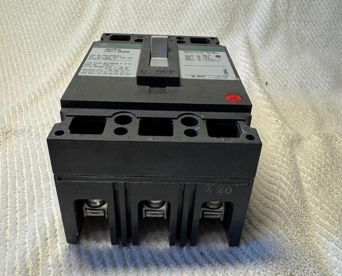 20 AMP GE MOLDED CASE CIRCUIT BREAKER ZZ3 TED134020WL 480 AC 250 VDC 3 POLE