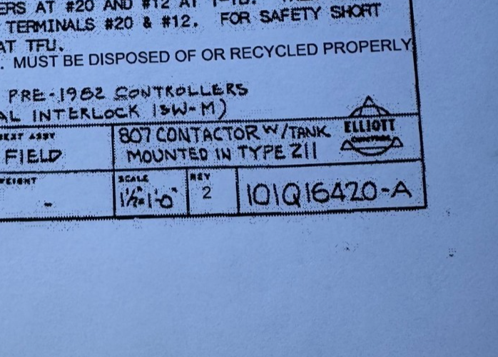 ELLIOTT 807 CONTACTOR XA10 W TANK TYPE 211