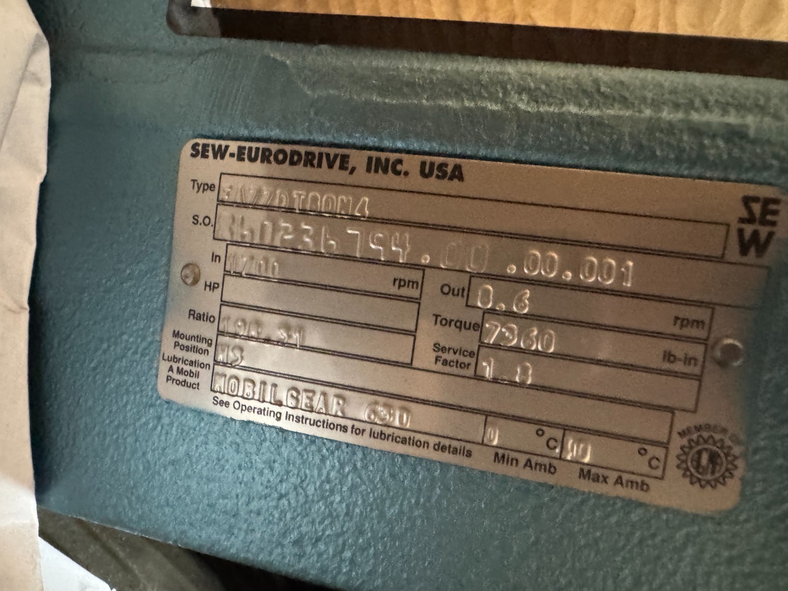 SEW-EURODRIVE GEAR MOTOR PP1 1 HP DFT80N4/SA77DT80N4 1700 RPM IN 8.6 OUT 230/460