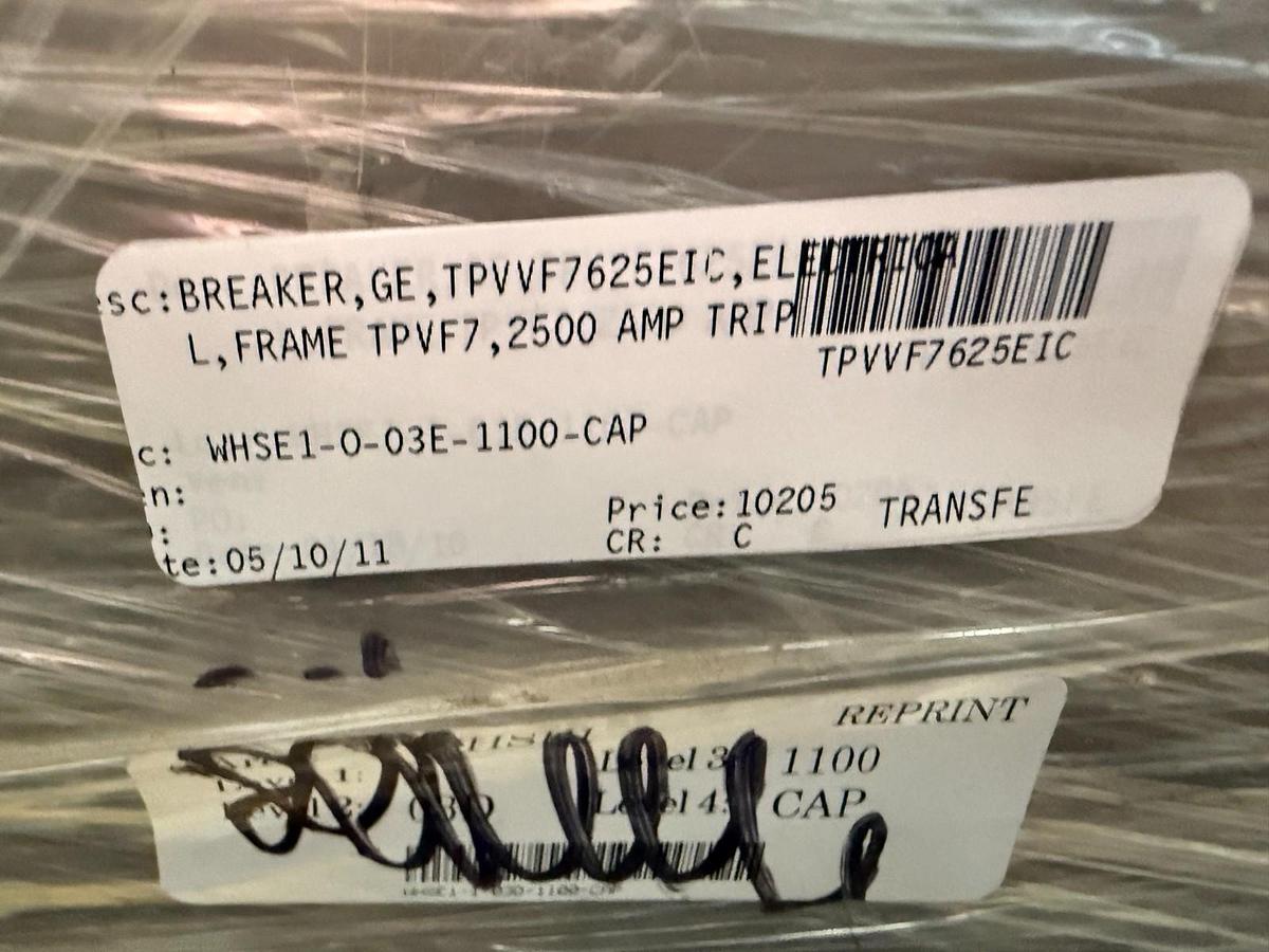 Refurbished GE 2500 AMP BREAKER MODEL TPVVF7625EIC 2YX9 FRAME TPVF7 TRIP PLUG 2500 AMP 2YX9