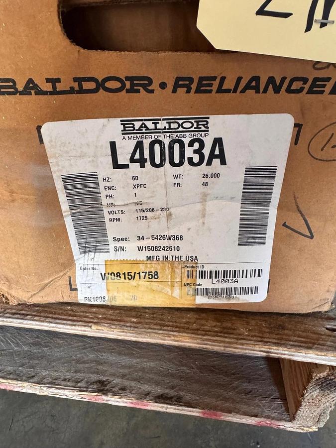 BALDOR EXPLOSION PROOF MOTOR 1/4 HP MODEL L4003A ZM1 ZM2 ZF4A CJ5 1725 RPM