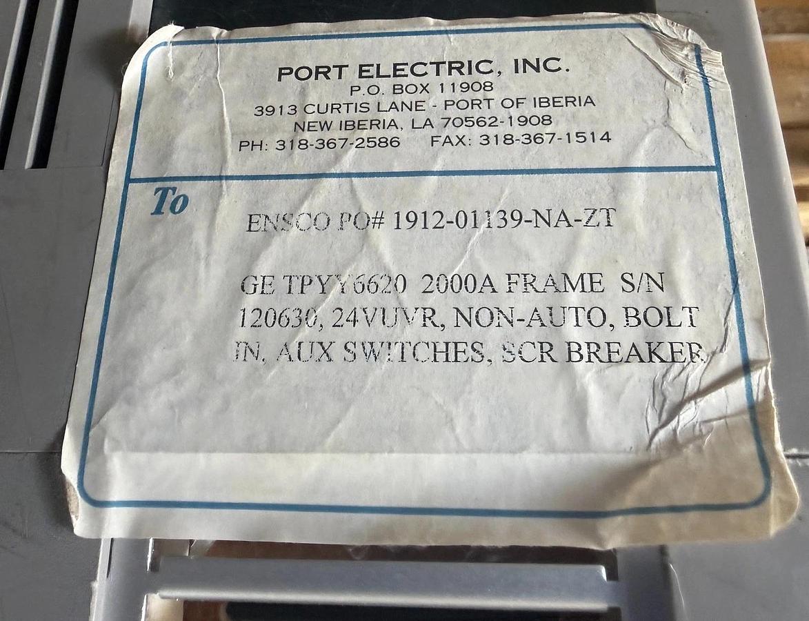 Refurbished General Electric 2000 AMP Power Break I BREAKER MODEL TPY6620  W MagneTrip 2YX1