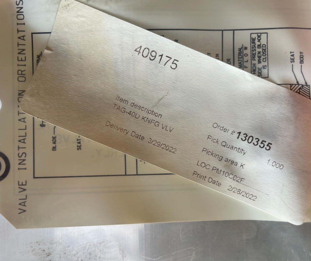 10" KNIFE GATE ALUMINUM UNITED CONVEYOR ASH ISOLATION VALVE 2-1918-10311-0000-A