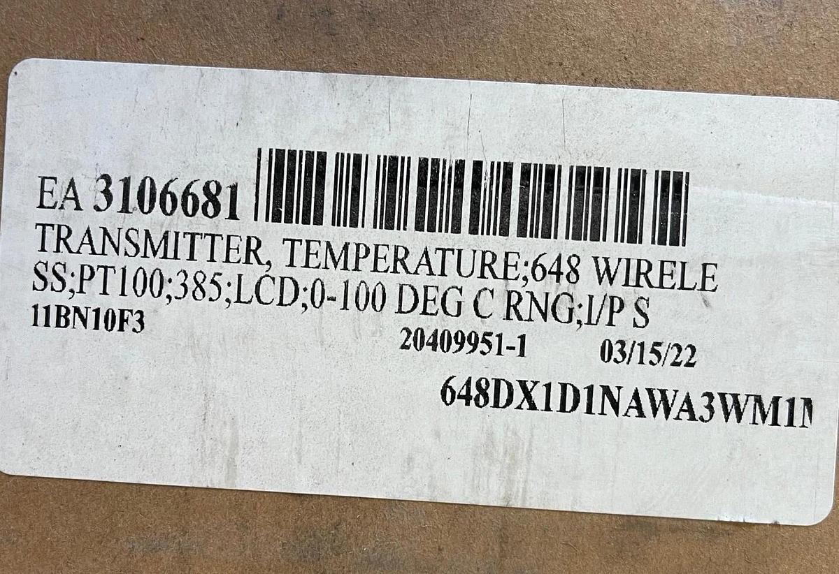ROSEMOUNT TEMPERATURE TRANSMITTER 648DX1D1NAWA3WM1N/5 WIRELESS PT 100 - 385