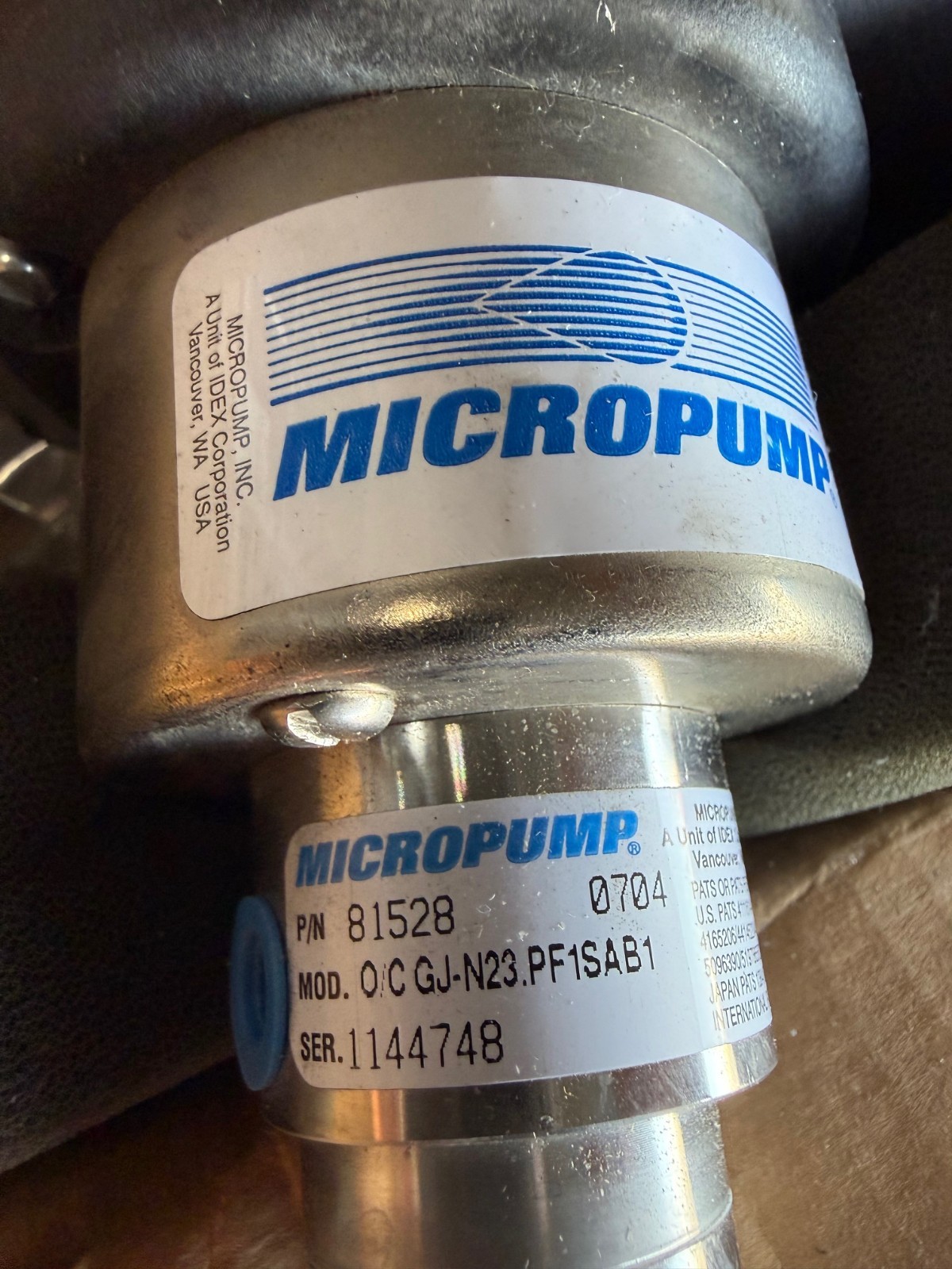 MICROPUMP PUMP MODEL GJ-N23.PF1SAB1 WITH GJ-N23.PF1SAB1 115/230 V 3450 RPM DRIVE