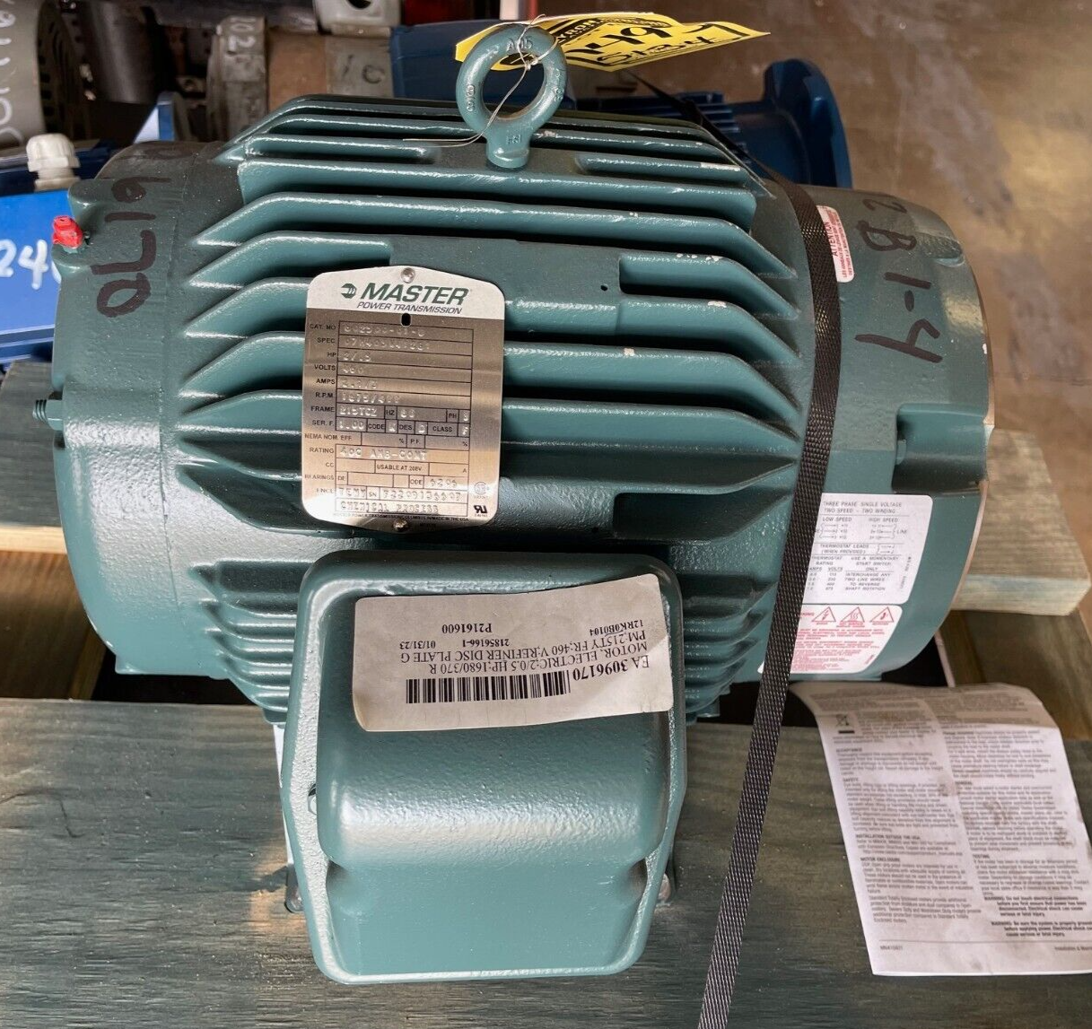 2 1/2 HP MOTORMASTER POWER TRANSMISSION 1680/370 RPM 460 V FRAME 215TY P216160
