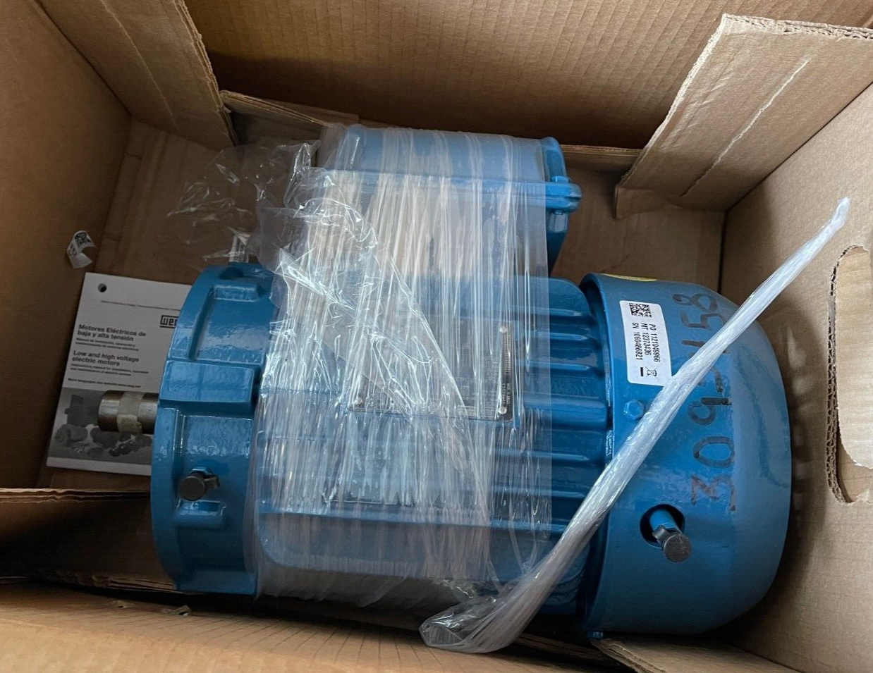 WEG 1HP ELECTRIC MOTOR 04P143/5TC 1800 RPM 460 V60Hz 00118ST3QIE143TC-W22