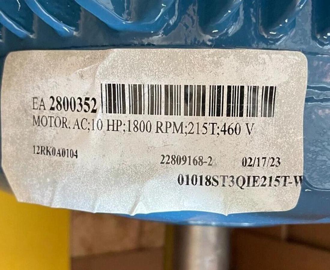 WEG 10 HP MOTOR 1765 RPM 460 V FRAME 213/5T 01018ST3QIE215T-W22