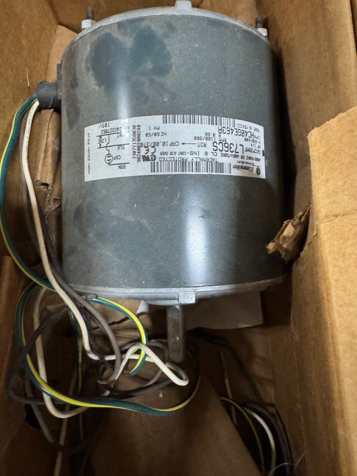 GE MOTOR 1/4 HP WA6F L736CS 1100/900 RPM 460/400 V .66 AMP 1 PH