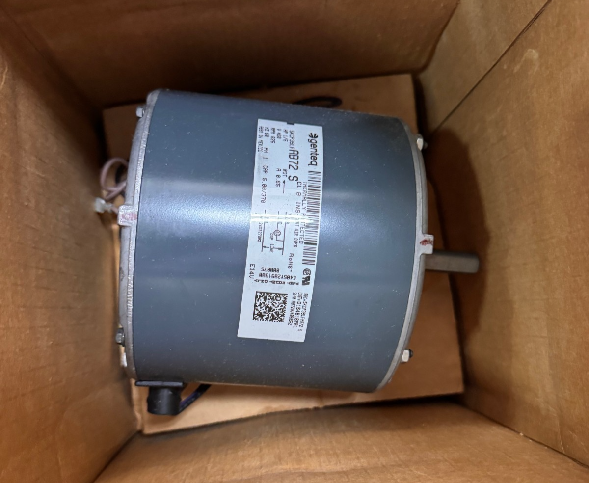 GENTEQ Motor 1 HP MODEL MOT09375F48M02A05 ZJ6 1100 RPM 380/415/460 1 AMP 1 PH FR