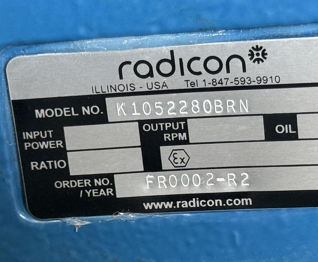 Refurbished RADICON Combined High-Ratio Gear Reducer Assembly MODEL K1052280BRN / M07226.3NRN