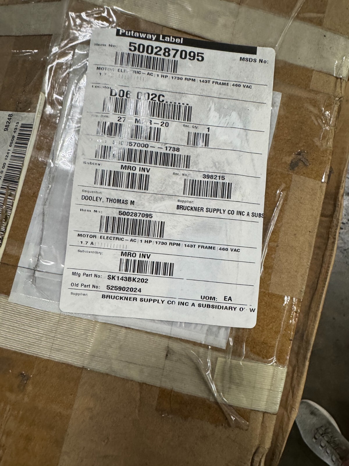 GE MOTOR N2 1 HP  5KS143STE205A 1750 RPM 208-230/460 V 2.8 1.4 AMP 3 PH  FR 143T