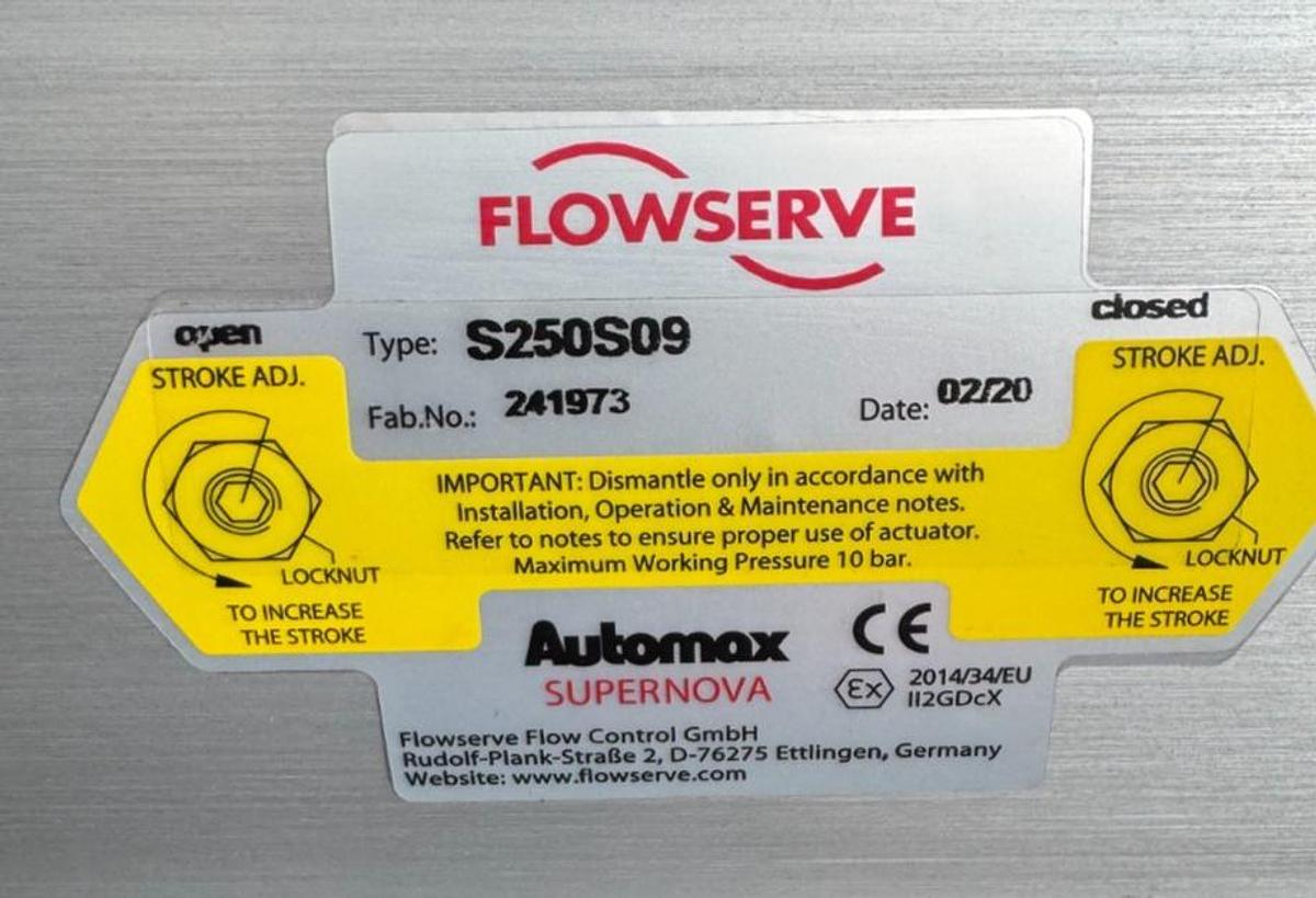 ARGUS 6" 150 RF FP BALL VALVE FK76M V3 W AUTOMAX SUPERNOVA ACTUATOR  S250S09