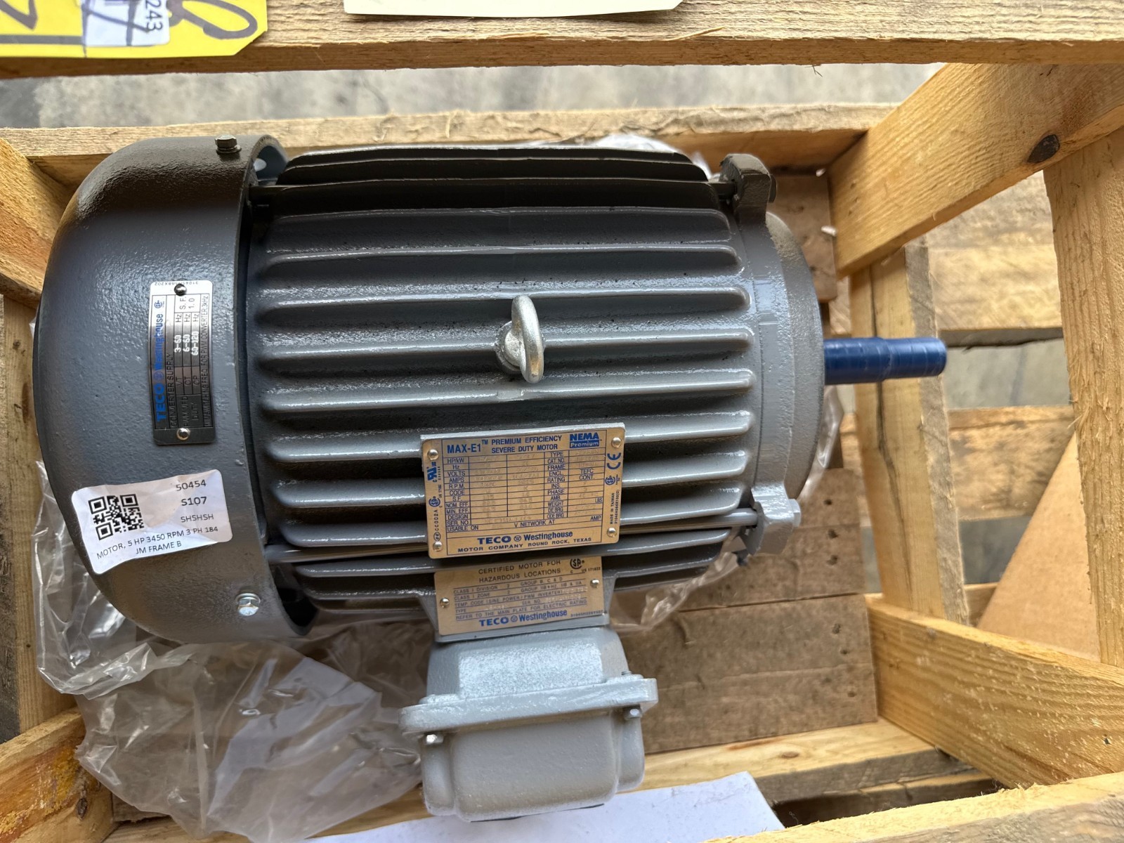 TECO WESTINGHOUSE MAX-E1 5 HP MODEL JMP0052 2XMB 3480 RPM 230/460 V 11.4/5.72  A