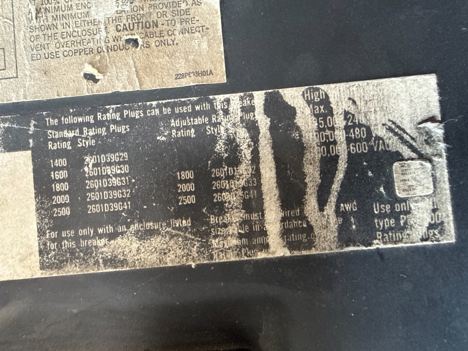 Refurbished Westinghouse 2500 AMP BREAKER PC32500F 2KA PC FRM 3P 600V 1600 A TRIP 2YW3 2YW4