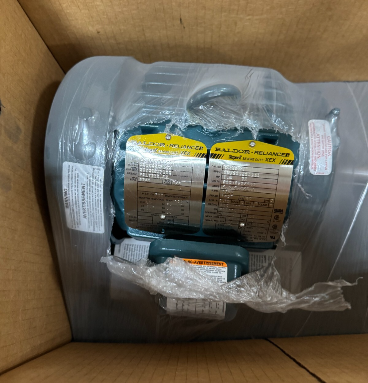 BALDOR MOTOR L6 1 1/2 HP MODEL ECP3584T 1760 RPM 230/460 V 3 PH 4.6-4.2/2.1 AMP