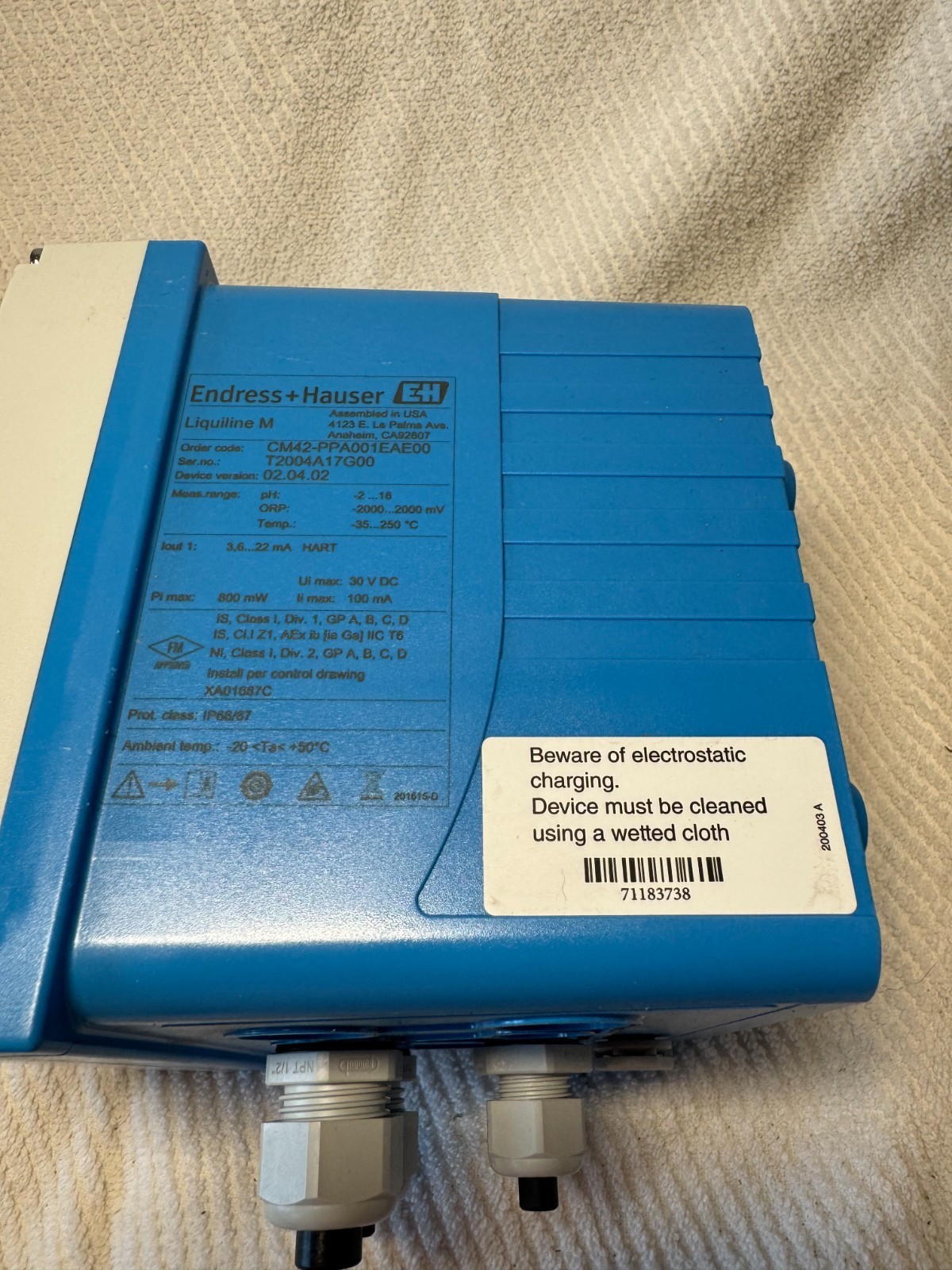 ENDRESS+HAUSER TRANSMITTER ZZ8 CM42-PPA001EAE00