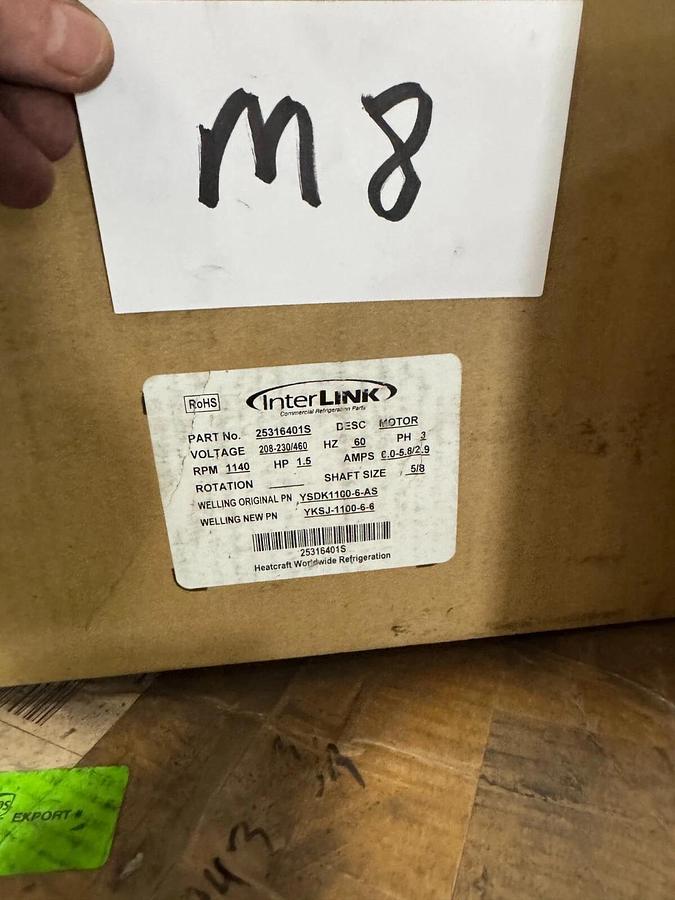 INTERLINK MOTOR M8 1 1/2 HP MO YSDK1100-6-AS 1140RPM 208-230/460 V 3 PH FR 56