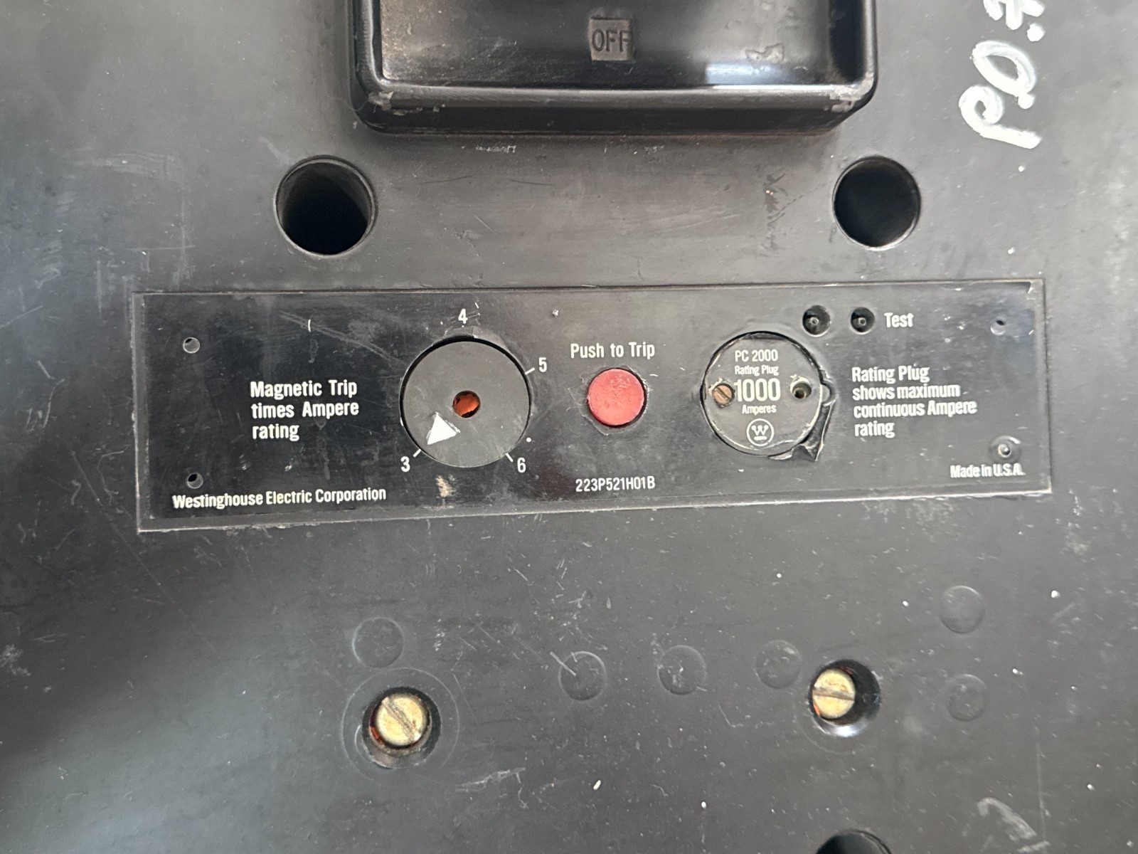 Refurbished Westinghouse 2000 AMP BREAKER PC32000F 2KA PC FRAME 3P 600V 1600A TRIP 2YW1