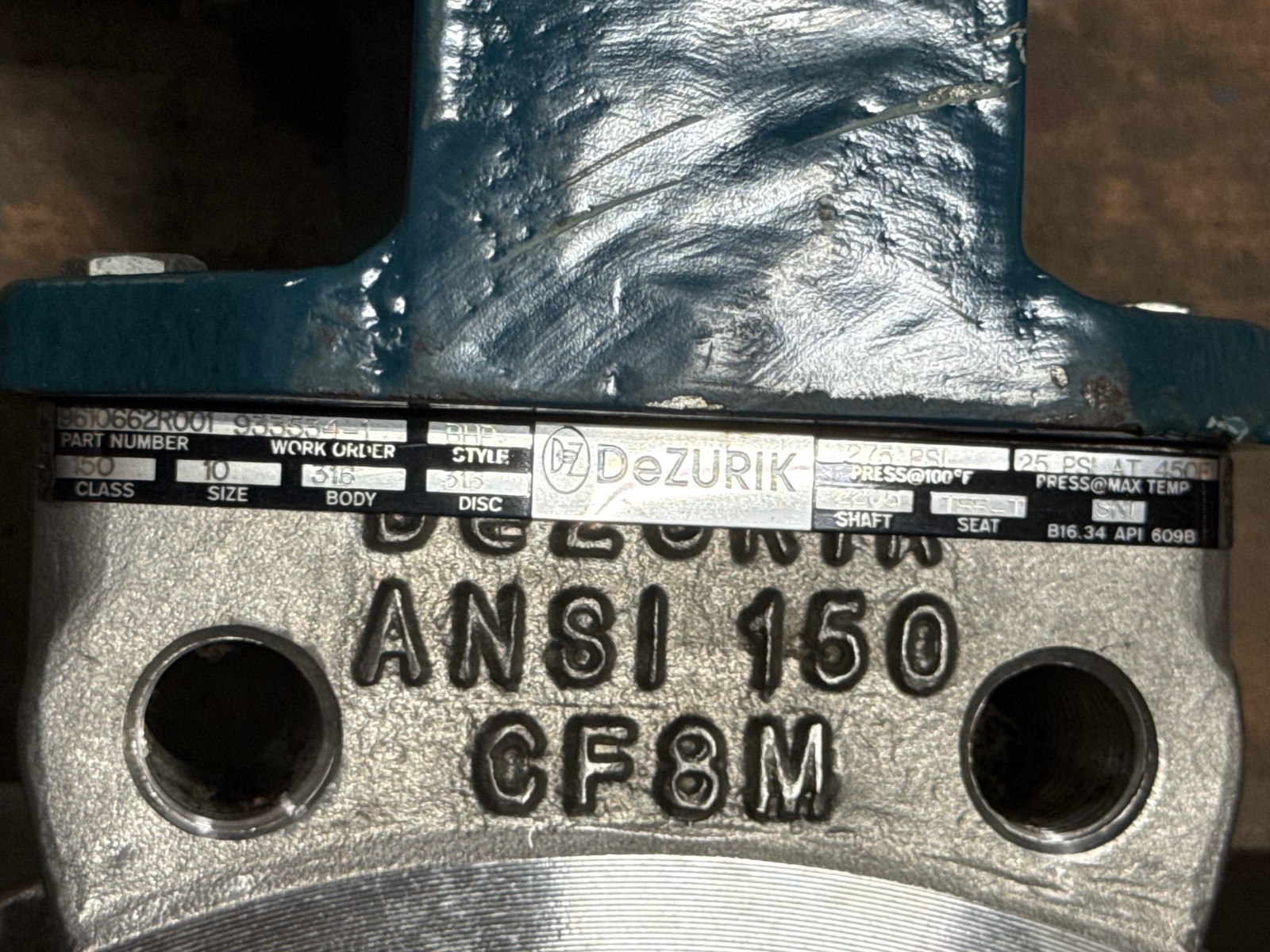 Used DEZURICK 10" 150 LB LUG HI PERF BUTTERFLY VALVE BHP 9610662R001 2YGA 2YGB 2YGC