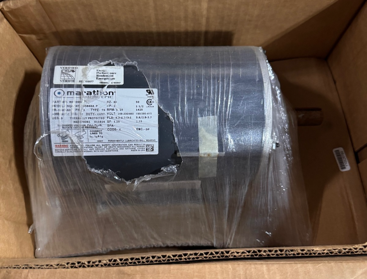 MARATHON Motor 2 HP MODEL MOT09802 NQA 56T1 ZF3A 1725 RPM 208/230-460 V 3 PH 6.2