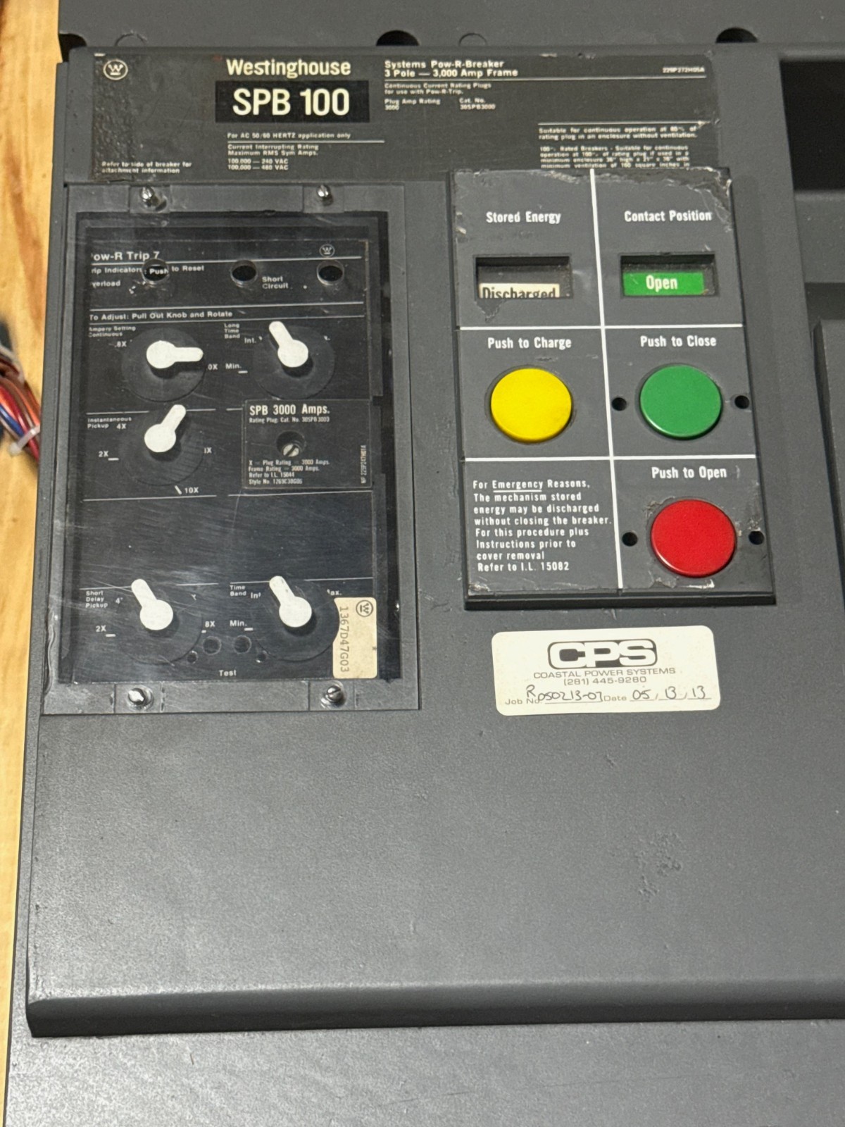 Refurbished BREAKER WESTINGHOUSE MODEL SPB100-30SPB3000 3000 AMP POW-R-BREAKER 3000 AMP