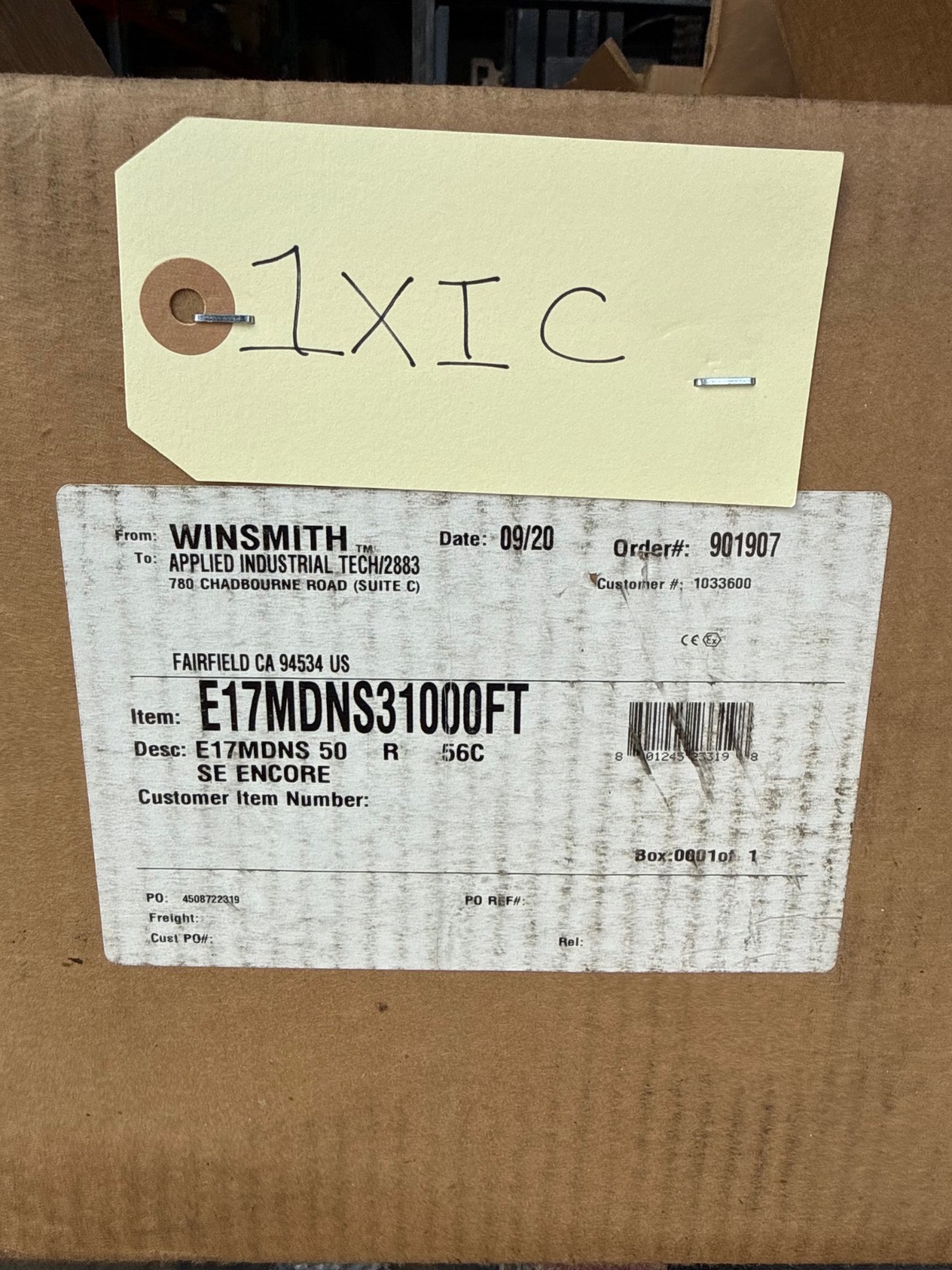 SE ENCORE WINSMITH GEAR REDUCER 1XIC MOD E-17MDNS31000FT 1750 RPM IN 50 TO 1 RAT