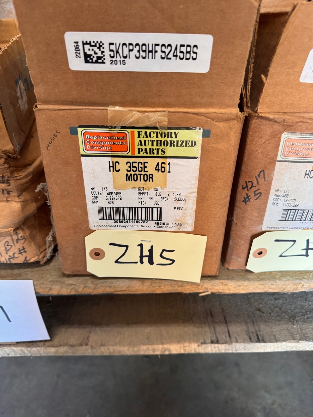 GENTEQ Motor 1/8  HP MODEL HC 35GE 461  S245BS ZJ2 ZI5 825 RPM 400/460 V .5 AMP