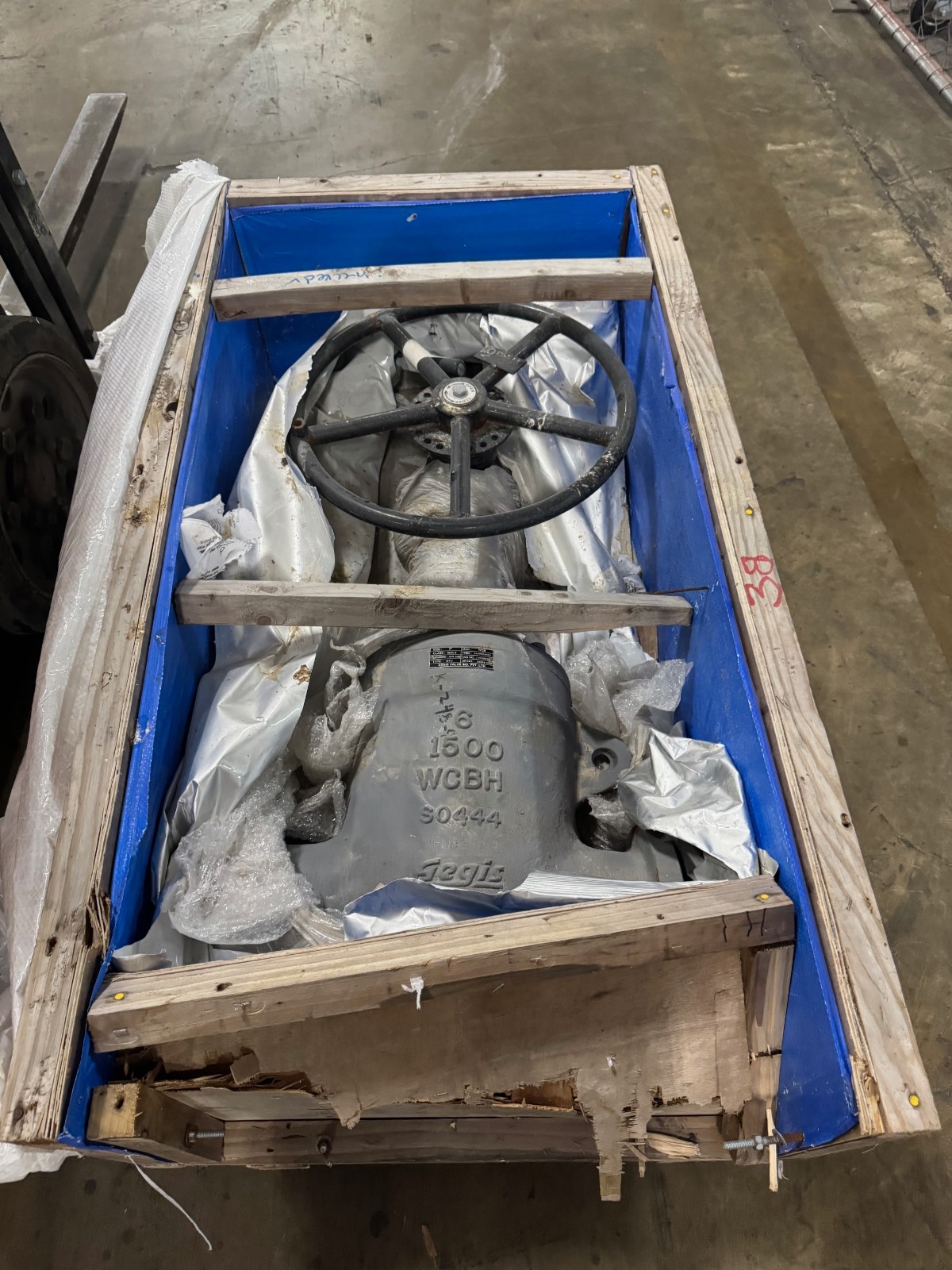 6" 1500 BW PRESSURE SEAL GATE VALVE WCB W GEAR OP P38 AEGIS