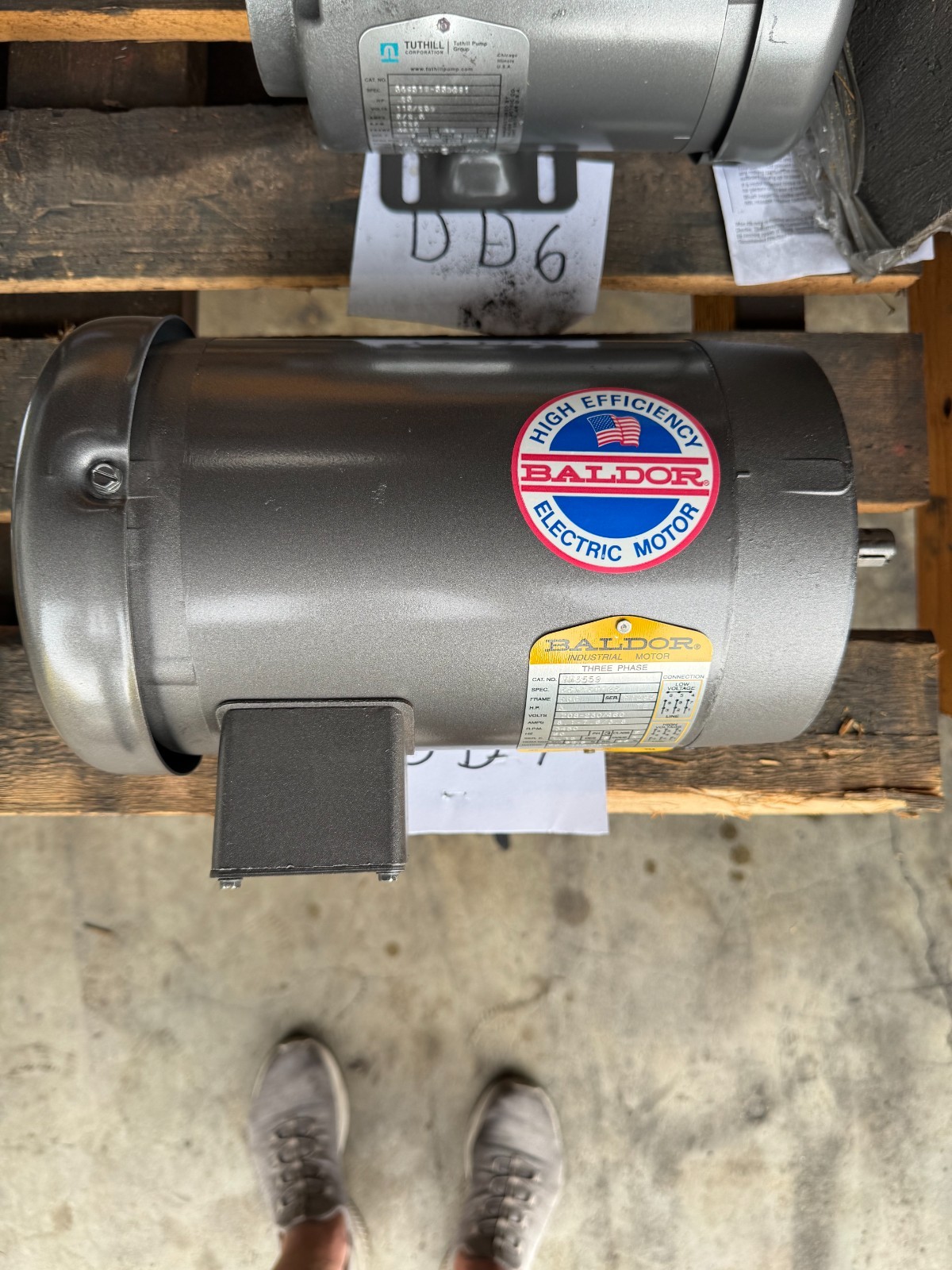 BALDOR MOTOR DD7 3 HP MODEL WM3559 3450 RPM 230/460 V 3 PH 8.1-7.6/3.8 AMP FR 5