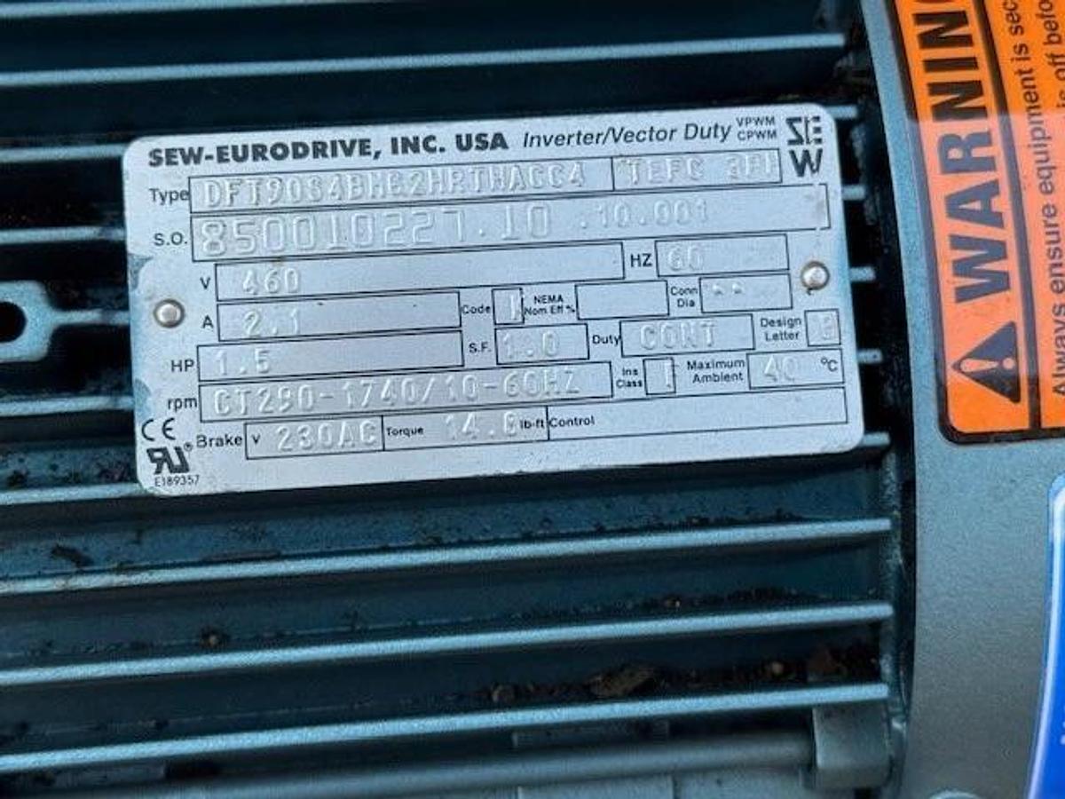 SEW-EURODRIVE GEAR MOTOR WA15 27 MOD DFT90S4BHG2HRTHACC4 1740 TO 10 RPM 11/2 HP