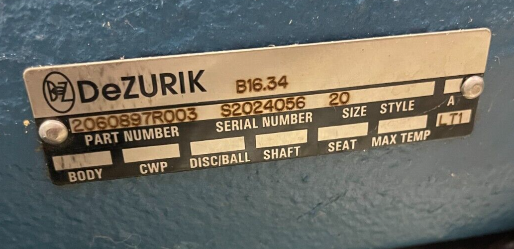 Dezurik Pneumatic Actuator Double Acting 2060897R003 SIZE 20