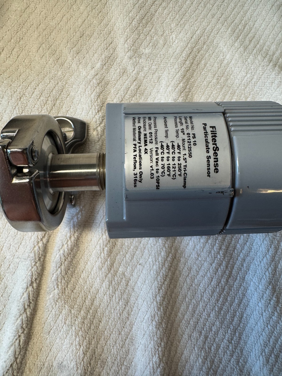 FILTERSENSE PARTICULATE SENSOR AC6 MOD PS-10 15" LONG MOUNT 1.5" TRI-CLAMP PRESS