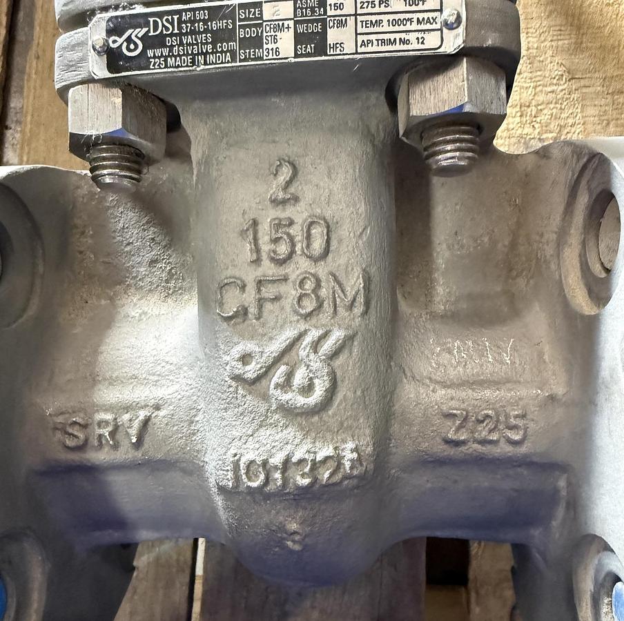 Refurbished DSI 2" 150 RF GATE VALVE 316 BODY 2ZDK FIG# 37-16-16HFS