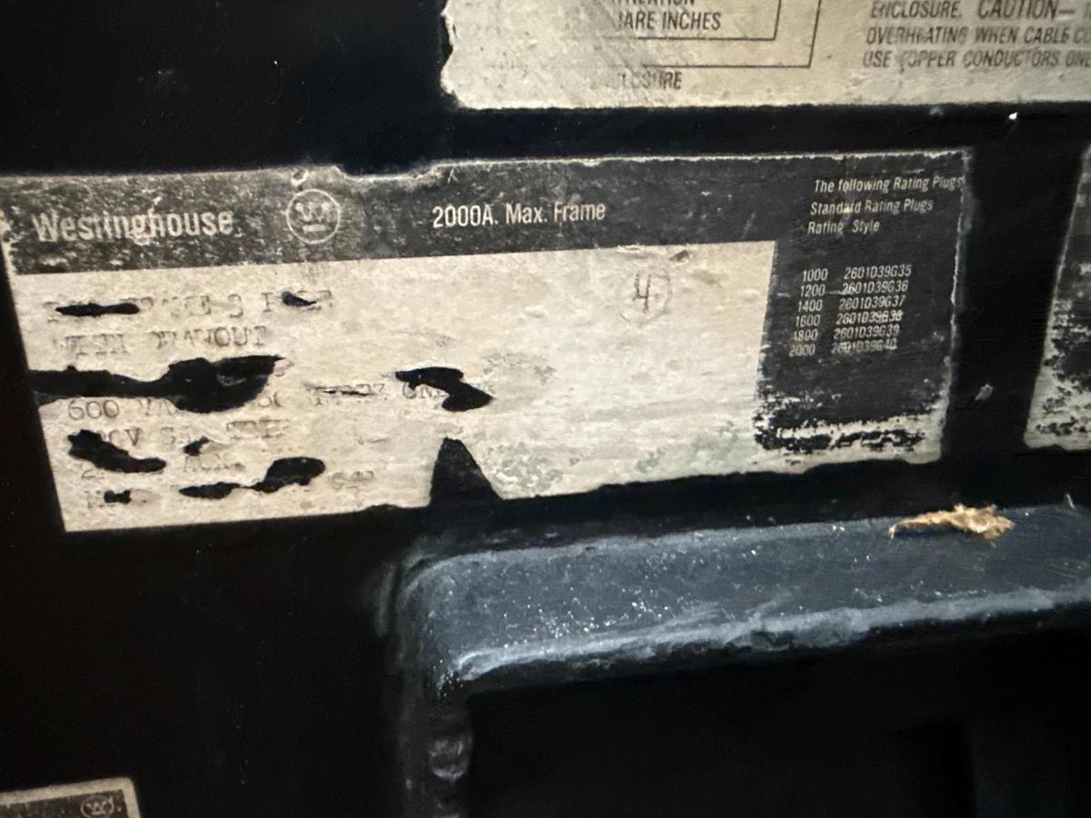 Refurbished WESTINGHOUSE 2000 AMP BREAKER MODEL PC3200FCSN 2YV9 FRAME 3P W/DRAWOUT