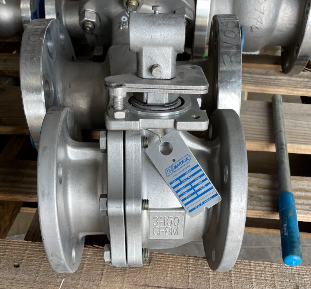3" 150 LB RF FP BALL VALVE MARWIN 2000F 316 SS BODY & TRIM