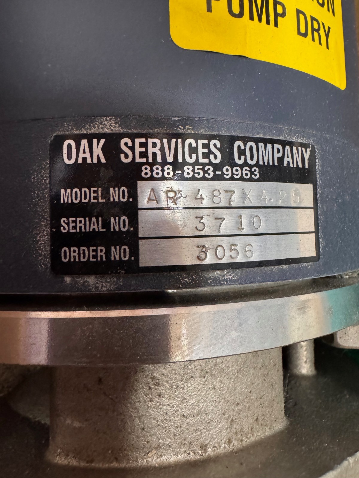 OAK SERVICES PUMP 11/2" X 2 AR 487X4.25 ZM4 1/2 HP  3450 RPM 208/230-460 3 PH