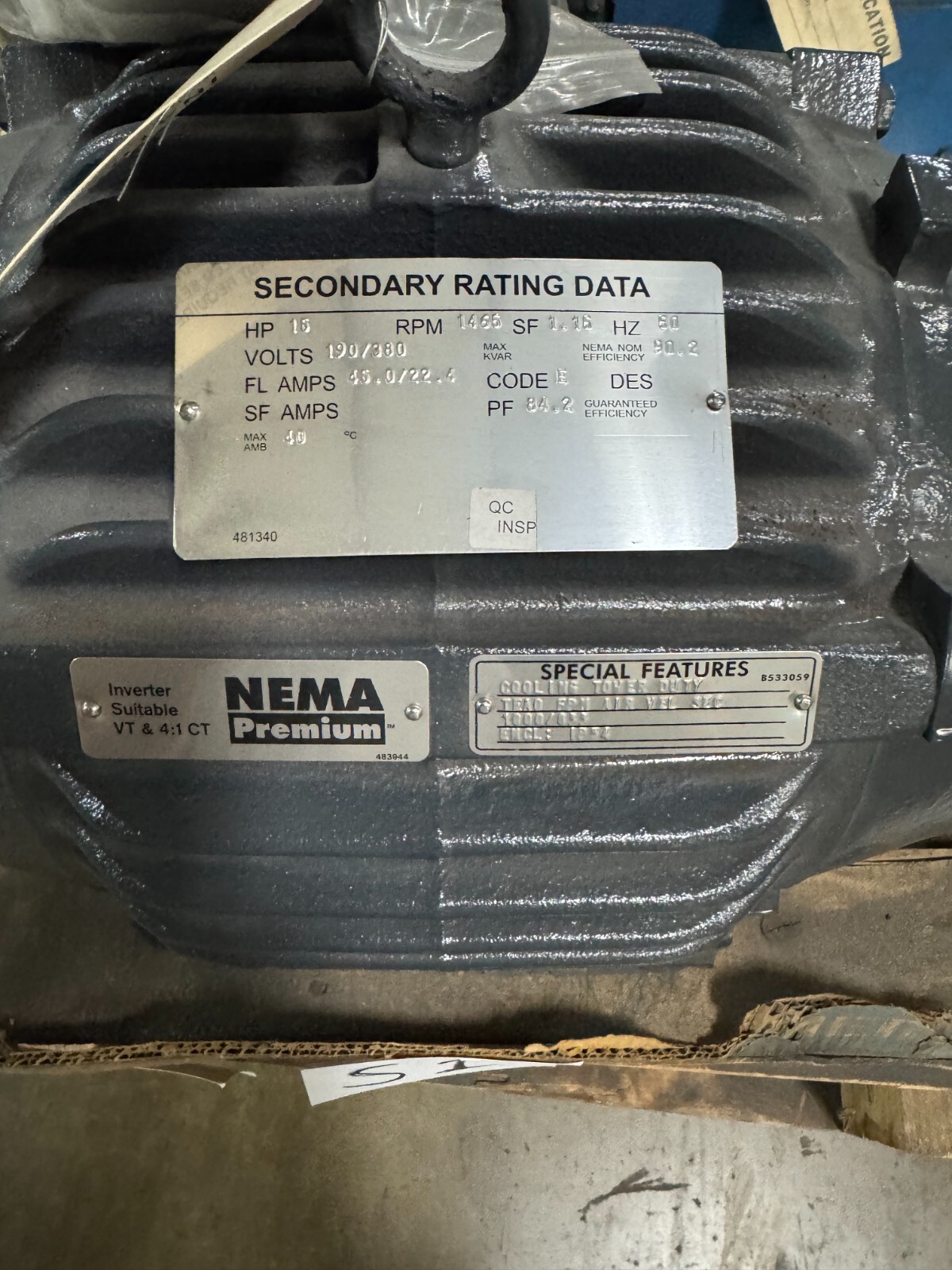 GE MOTOR Cooling Tower Duty S3 2 HP 5K0816  860 RPM 208-230/460 V  3PH