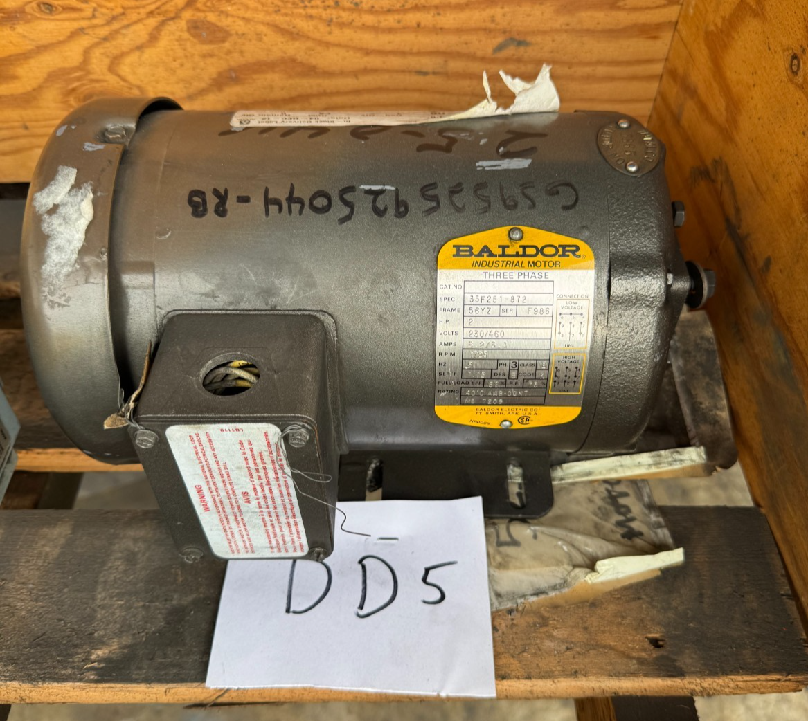 BALDOR MOTOR DD5 2 HP MODEL 35F251-872 1725RPM 230/460V 3PH 6.2/3.1 AMP FR 56YZ