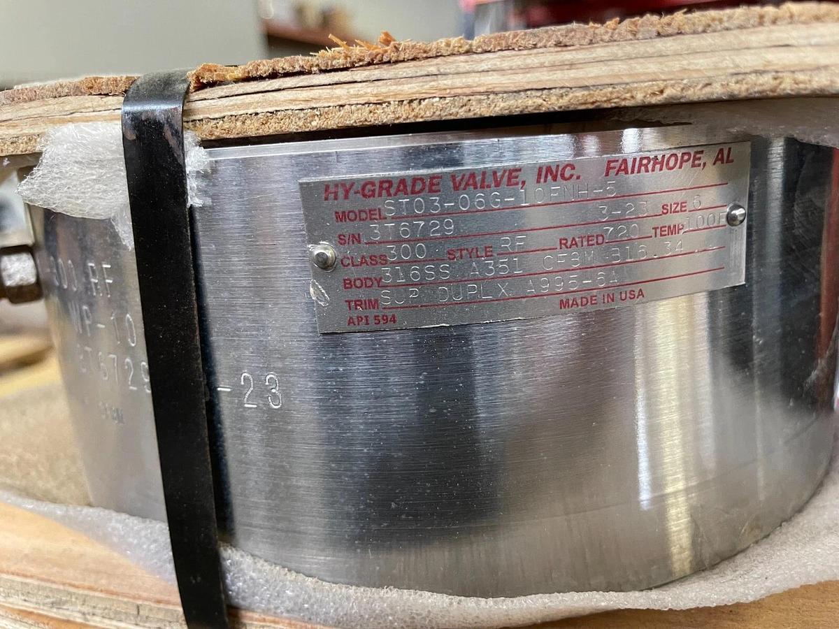 6" 300 WAFER CHECK 316 SS HY-GRADE VALVE ST03-066-10FNH-5