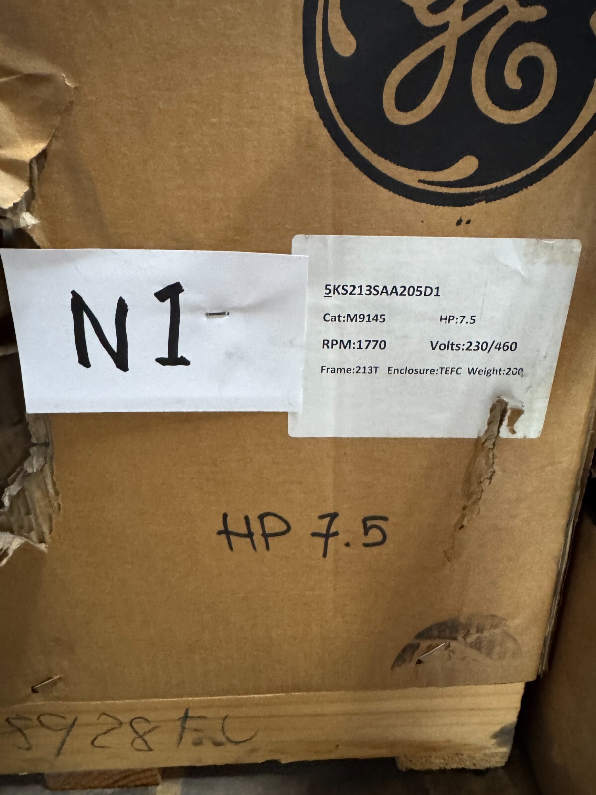 WEG MOTOR D7 5HP MODEL 00518ET3E184T-W22 1800 RPM 208-230/460/380V AMP 3PH184TC