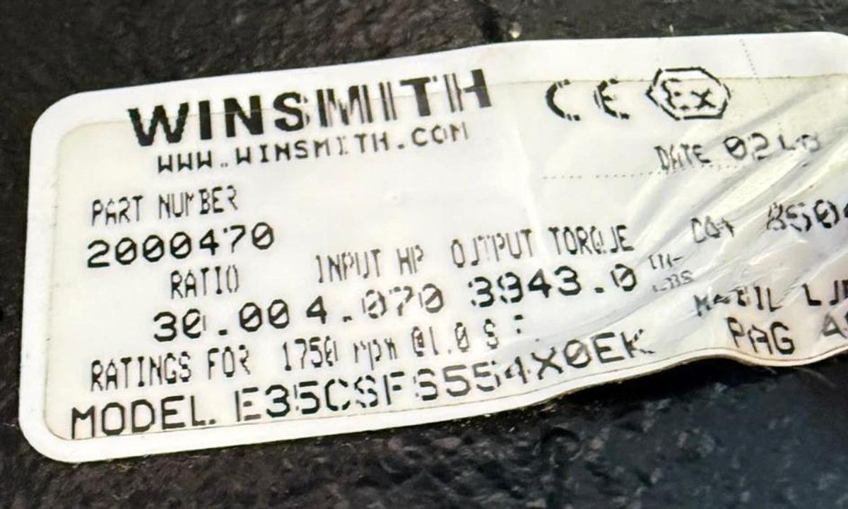 WINSMITH GEAR REDUCER 1XVA MODEL E35CSFS5541X0EK RPM IN 30 TO 1 RATIO