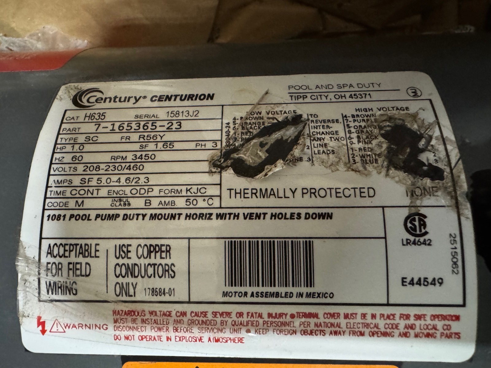 NES Company CENTRIFUGAL CONDENSATE PUMP VA17A B E MODEL 106D SER N831