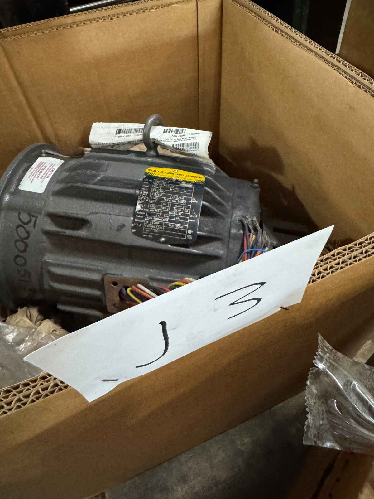 BALDOR MOTOR J3 5HP 06F551W531G1 1760RPM 230/460V 3PH 7.2/3.6 13.2/6.6 A FR184TC