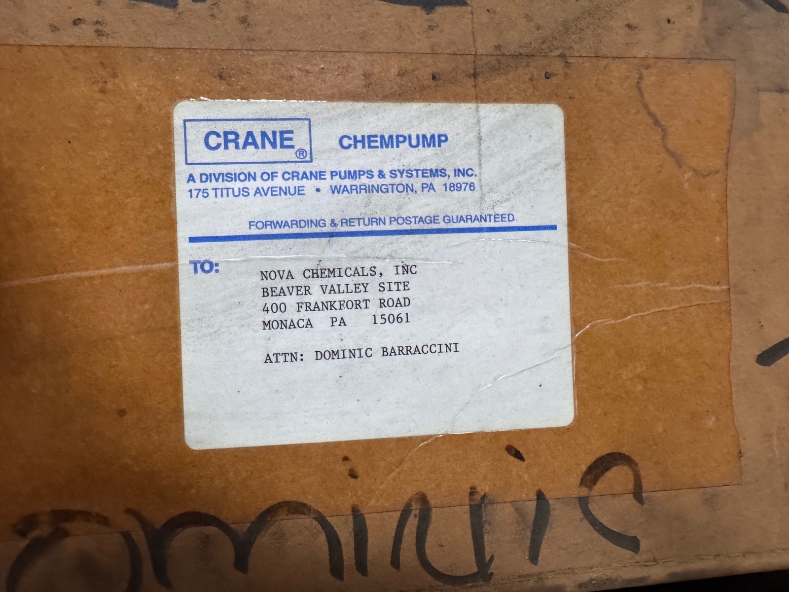 CRANE CHEMPUMP SEALESS PUMP 34 HP MODEL NCT-N4-16 2XI 460 V 44 AMPS 3 PH 3450