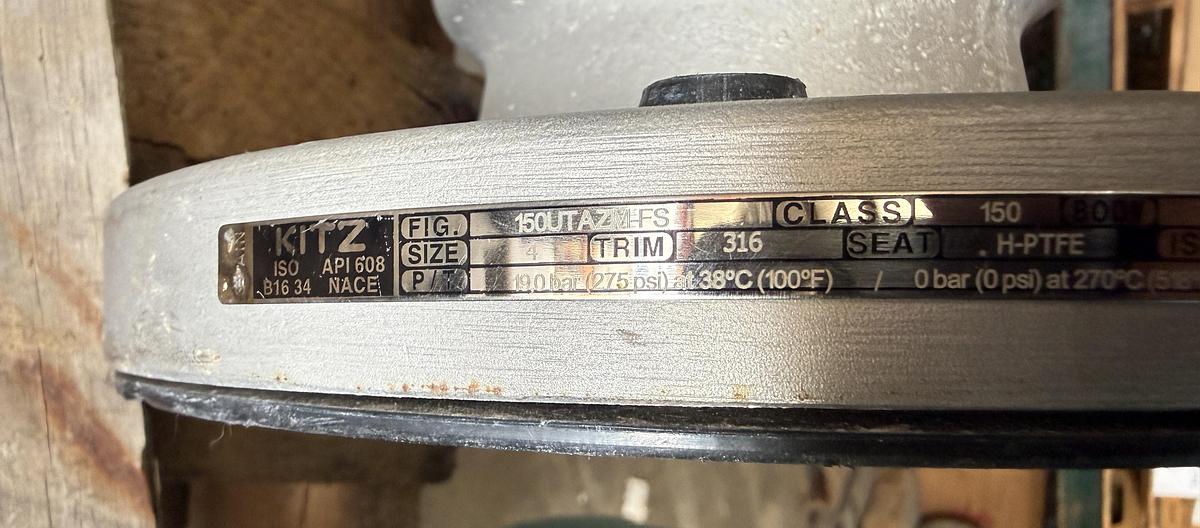 KITZ 4" 150 RF BALL VALVE 316 BODY 316 TRIM FIG# 150UTAZM-FS